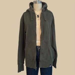 American Giant Full Zip Jacket Army Green Hoodie 100% Cotton USA Made Large